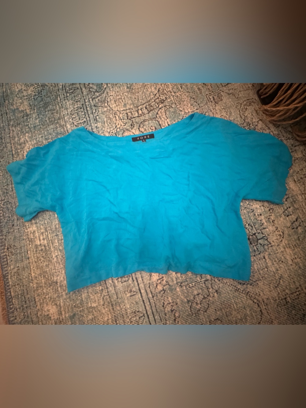 Vici Riviera Bright Turquoise Short Sleeve Cropped Top